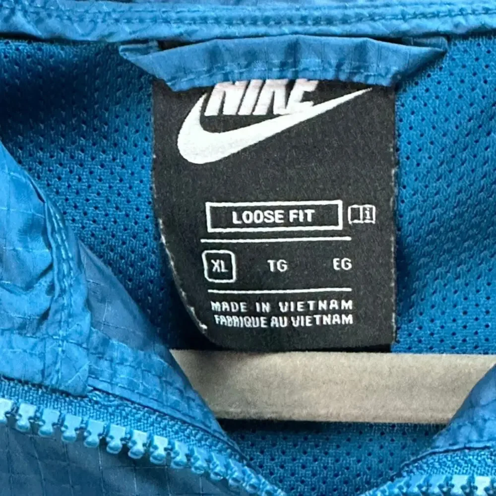 Nike Boy's XL Windrunner Hoodie Jacket Full Zip Blue‎ with Green Swoosh Running